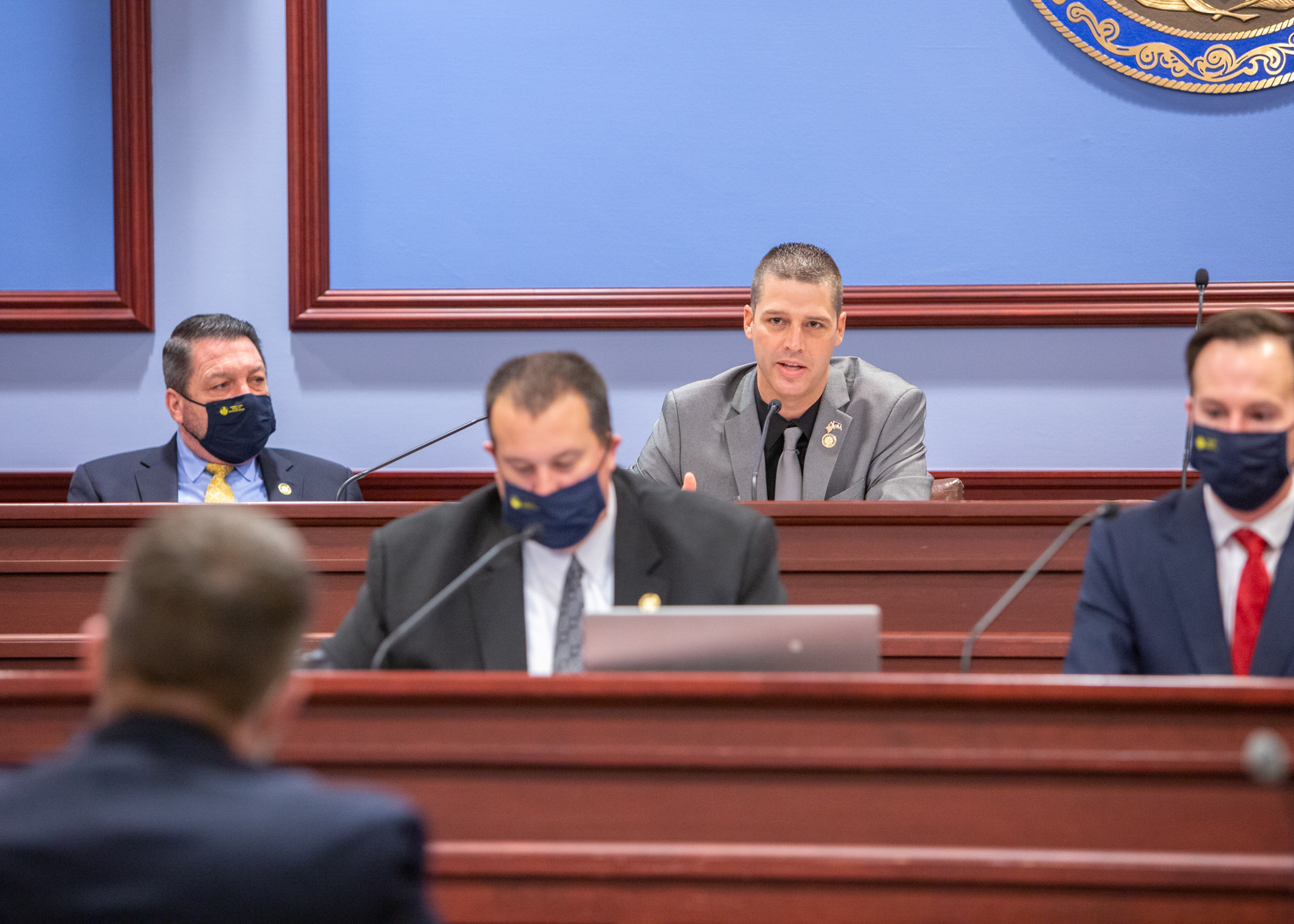 Rep. Clint Owlett (R-Tioga/Bradford/Potter) advocates for his Medicaid reform bill in the House State Government Committee meeting Wednesday in Harrisburg. The bill passed committee unanimously. 